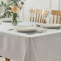 Rectangle Checkered Tablecloth Waterproof Spillproof Wrinkle Resistant Buffalo Plaid Heavy Weight Table Cloth Gingham Table Cover for Outdoor and Indoor Use, 52 x 70 Inch Grey and White