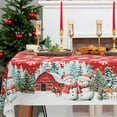 thumbnail image 1 of Rectangle Christmas Tablecloth 60x102 Inch, Farmhouse Red Snowman Snowflake Christmas Table Cloth, Polyester Waterproof Wrinkle Resistant Xmas Table Cover for Holidays Kitchen Dinning Table Home Decor, 1 of 6