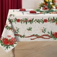thumbnail image 1 of Rectangle Christmas Tablecloth, 60x120 Inch, Christmas Tree flower Gift box Style, Christmas Floral Polyester Waterproof Tablecloth for Kitchen Decor, Indoor and Outdoor Tables, Parties, and Picnics, 1 of 6