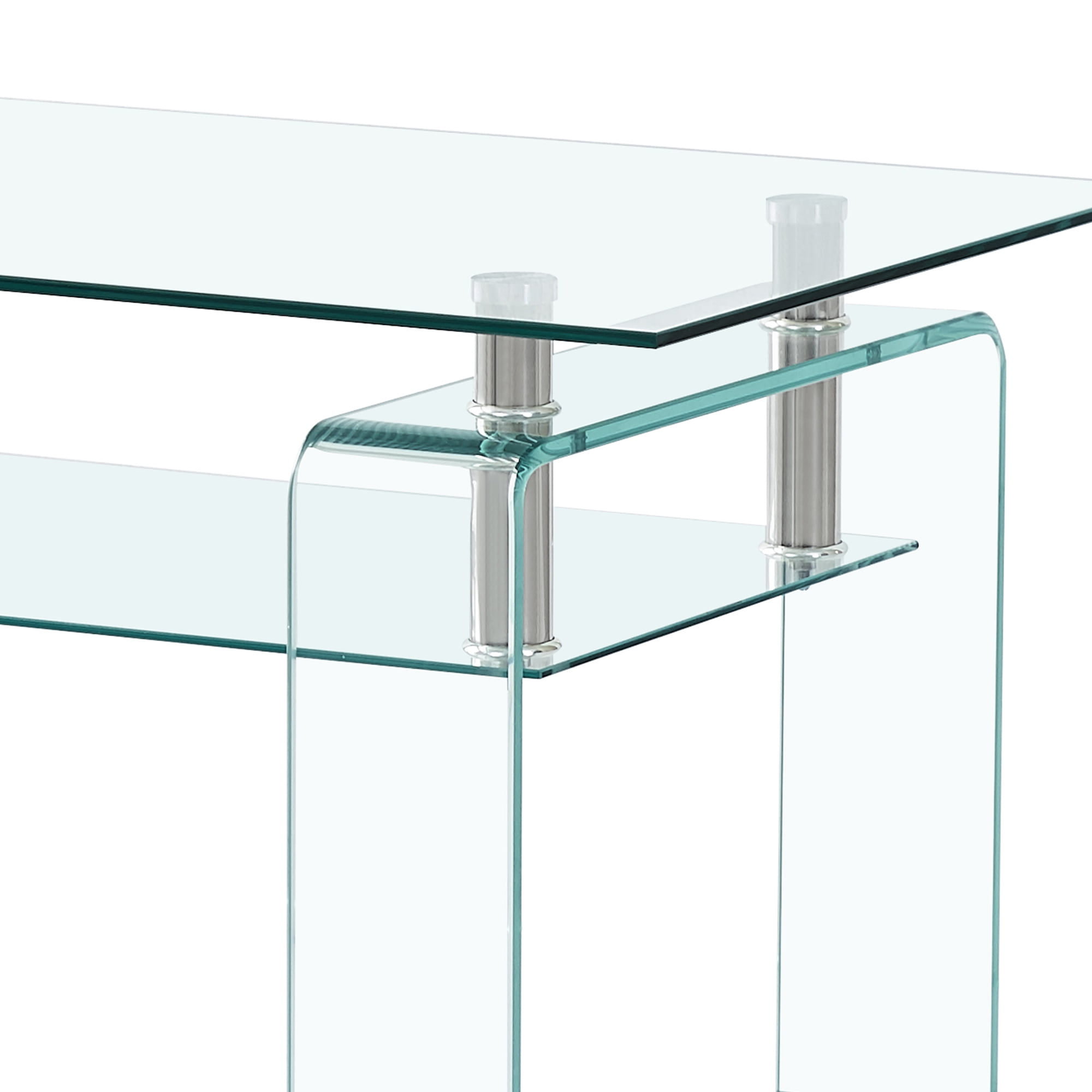 Rectangle Clear Glass Coffee Table, Modern Glass Coffee Table for ...