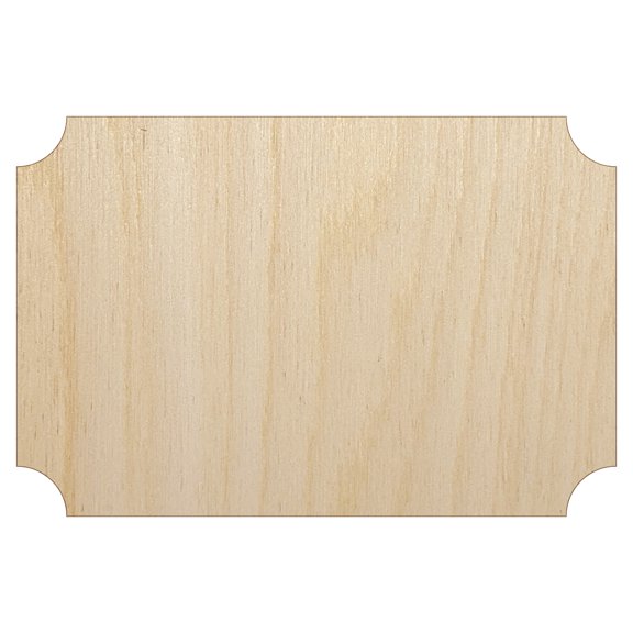 Rectangle Clipped Corners Solid Wood Shape Unfinished Piece Cutout Craft DIY Projects - 4.70 Inch Size - 1/8 Inch Thick
