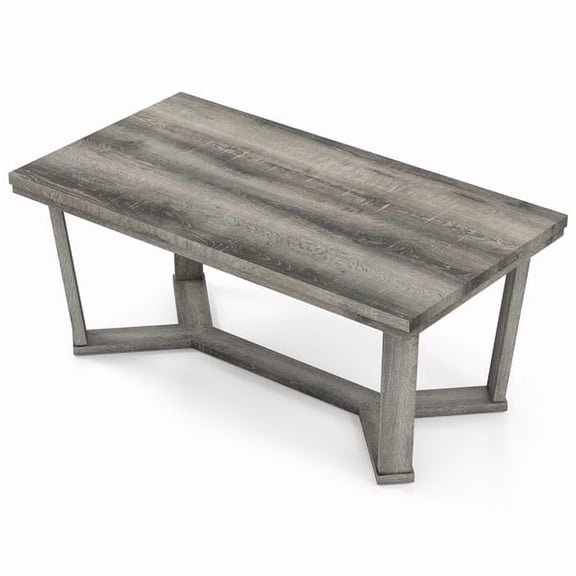 Rectangle Coffee Table Rubber Wood Base with Cross-Shaped Base
