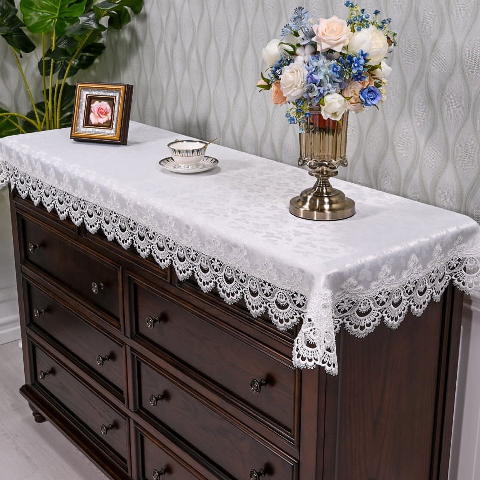 Rectangle Coffee Table Runner Embroidered Tablecloth Lace Table Runner Table Centerpiece Doily Placemat Nightstand Dresser Scarf