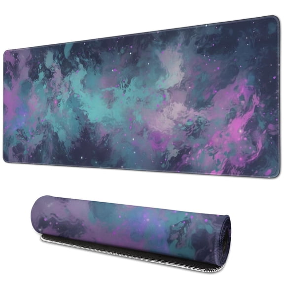 Rectangle Colorful Style Mouse Mat, Gaming Mouse Pad for Rubber Base Gradient Space Large Mouse Pad with Stitched Edges, Office Mouse Pad for Women Men Kids, 31.5x11.8in