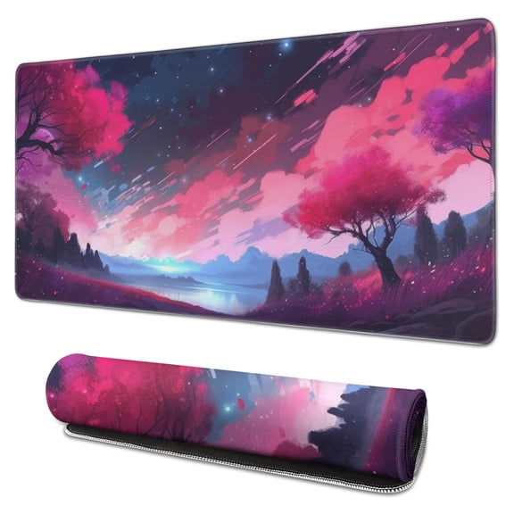 Rectangle Colorful Style Mouse Mat, Gaming Mouse Pad for Rubber Base Gradient Space Large Mouse Pad with Stitched Edges, Office Mouse Pad for Women Men Kids, 31.5x15.7in