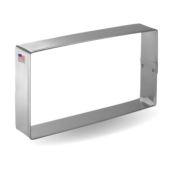 Rectangle Cookie Cutter 3" X 5" Made in the USA Foose Cookie Cutters Tin Plated Steel Cookie Mold