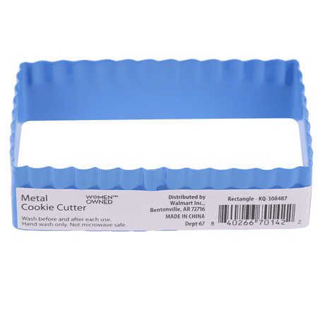 Rectangle Cookie Cutter, Double Side, Stainless Steel, Blue, Way to Celebrate