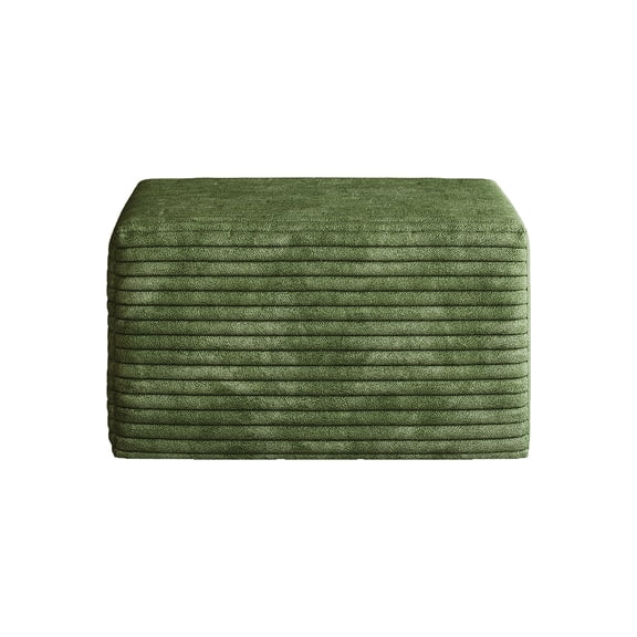 Rectangle Corduroy Ottoman in Green, Plush Footrest and Bench,Ready to Use