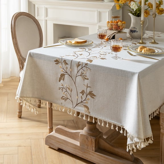 Rectangle Cotton Linen Tablecloth Waterproof & Stain Resistant, Wrinkle-Free Table Cloth Adds Elegance and Protection, Ideal for Dining, Party, Wedding and Outdoor