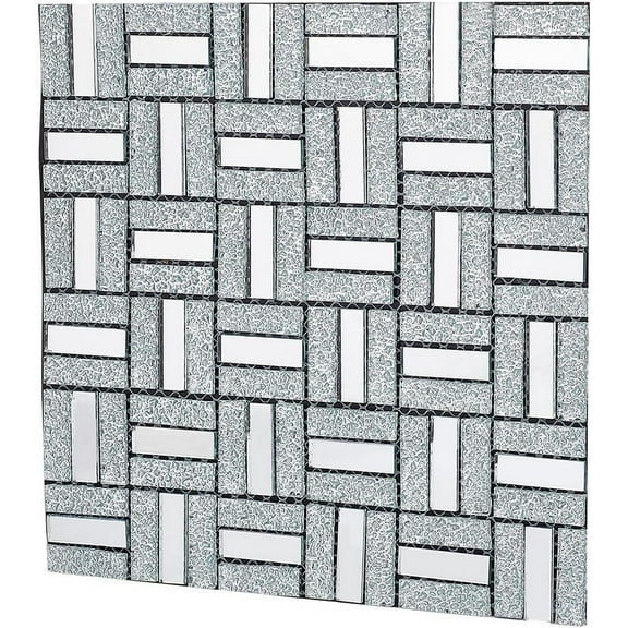 Rectangle Craft Mirror Tiles 11.8x12.2inch Self-Adhesive Wallpaper Tiles Glass Mirror Tile Mosaic Peel and Stick Backsplash for DIY Craft Home Decor Living Room Bedroom Bathroom Shower Silver