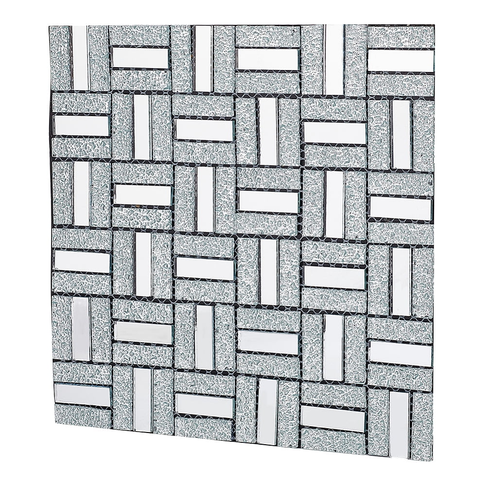 Rectangle Craft Mirror Tiles 11.8x12.2inch Self-Adhesive Wallpaper Tiles Glass Mirror Tile Mosaic Peel and Stick Backsplash for DIY Craft Home Decor Living Room Bedroom Bathroom Shower DIY