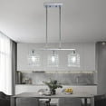 thumbnail image 1 of Rectangle Crystal Chandelier Modern Rectangular Raindrop Pendant Ceiling Light 3-Lights for Kitchen Island Dining Room Restaurant, Chrome Finish, 1 of 5