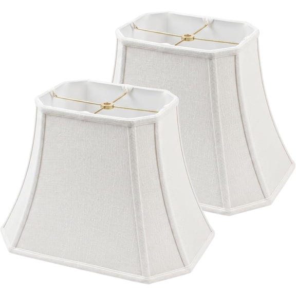 Rectangle Cut Corner Basic Lamp Shade, (6x8) x (9x14) x 10.5, Linen White, 2-Pack