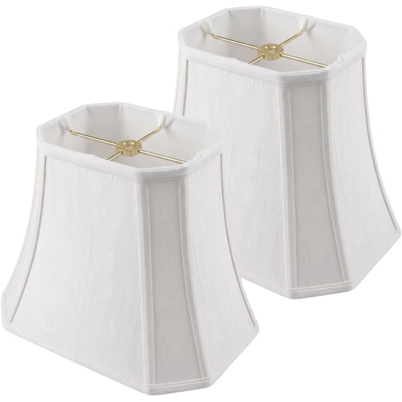 Rectangle Cut Corner Basic Lamp Shade, (6x8) x (9x14) x 10.5, White, 2-Pack