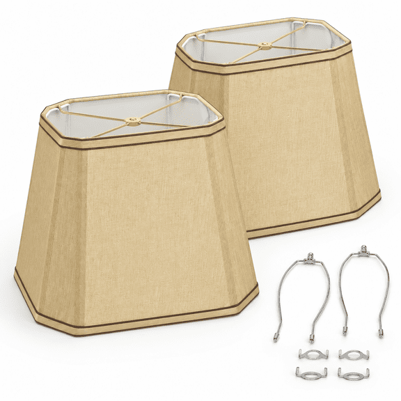 Rectangle Cut Corner Lamp Shades Set Of 2 10.5" X 10"x 13" Shade