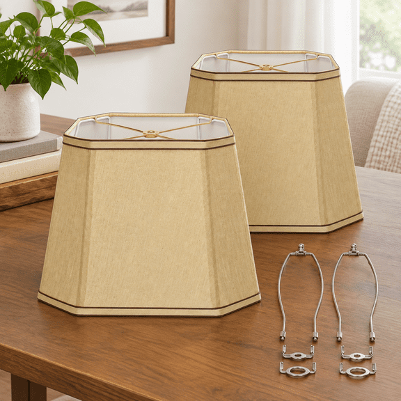 Rectangle Cut Corner Lamp Shades Set Of 2 10.5" X 10"x 13" Shade