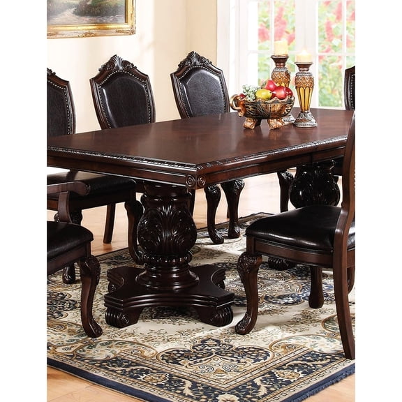 Rectangle Dark Brown Table | For Formal Family Meals | Pedestal Base with Luxury Appeal | Overcomes Lack of Stylish Dining Options