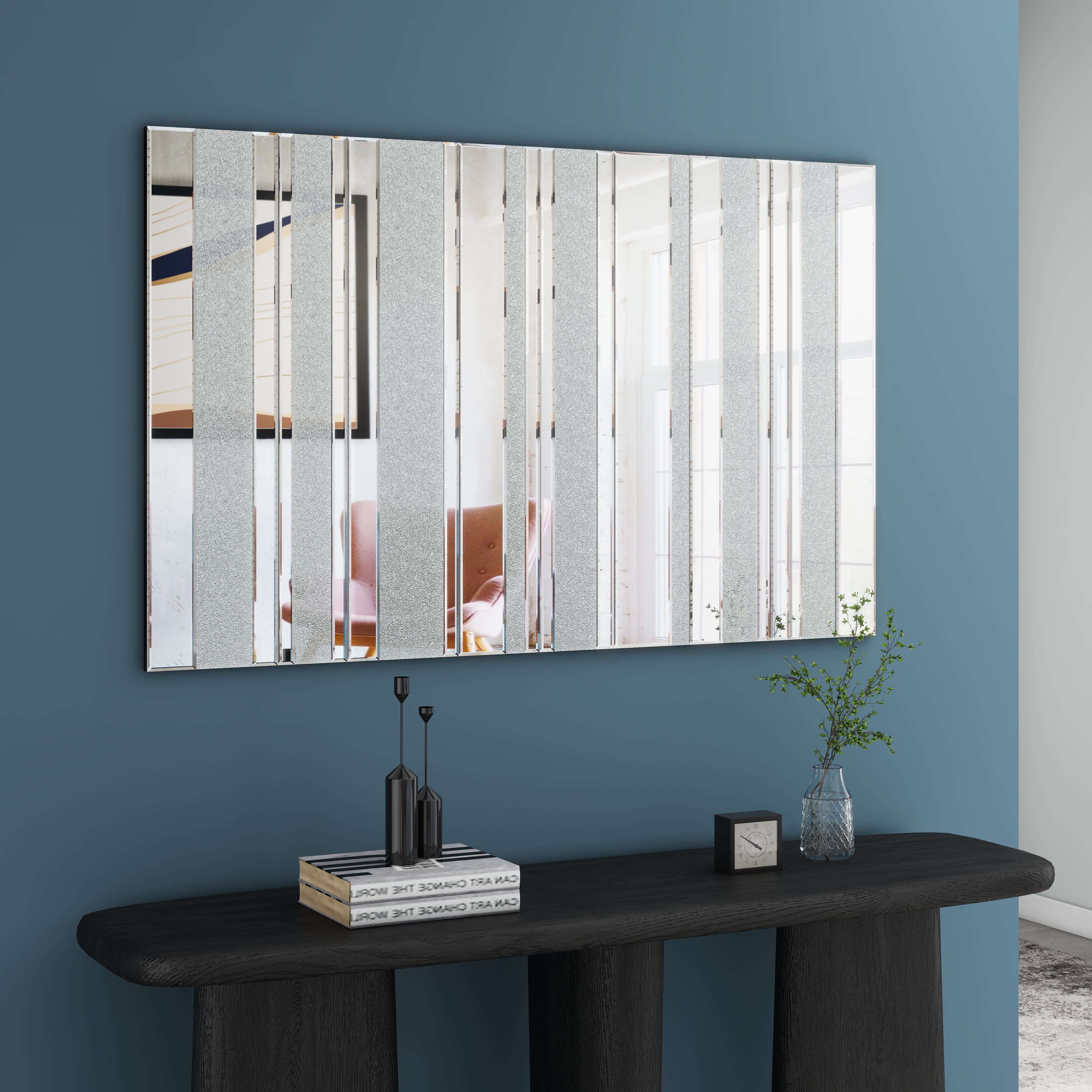 Rectangle Decorative Wall Mirror Crushed Diamond Accent Mirrors Art