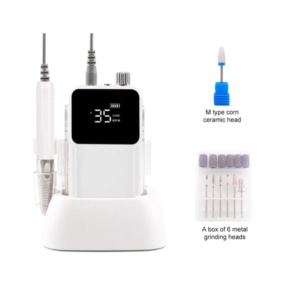 Rectangle Desktop Cordless Base Brushless Nail Drill Machine 35000rpm Drill Electric for Manicure Pedicure Rechargeable Battery