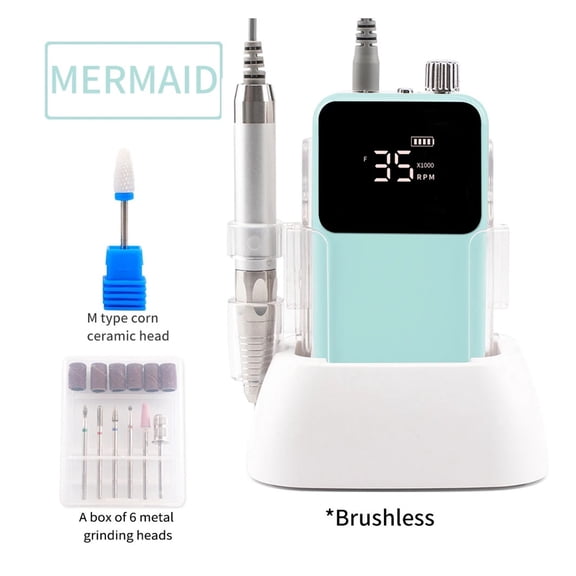 Rectangle Desktop Cordless Base Brushless Nail Drill Machine 35000rpm Drill Electric for Manicure Pedicure Rechargeable Battery