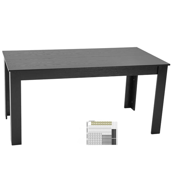 Rectangle Dining Table 63 Inch, Wood Kitchen Table for 4-6 Person, Modern Conference Desk, Black