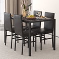 SESSLIFE 5-Piece Dining Set, Rectangle Table with 4 Faux Leather Chairs ...