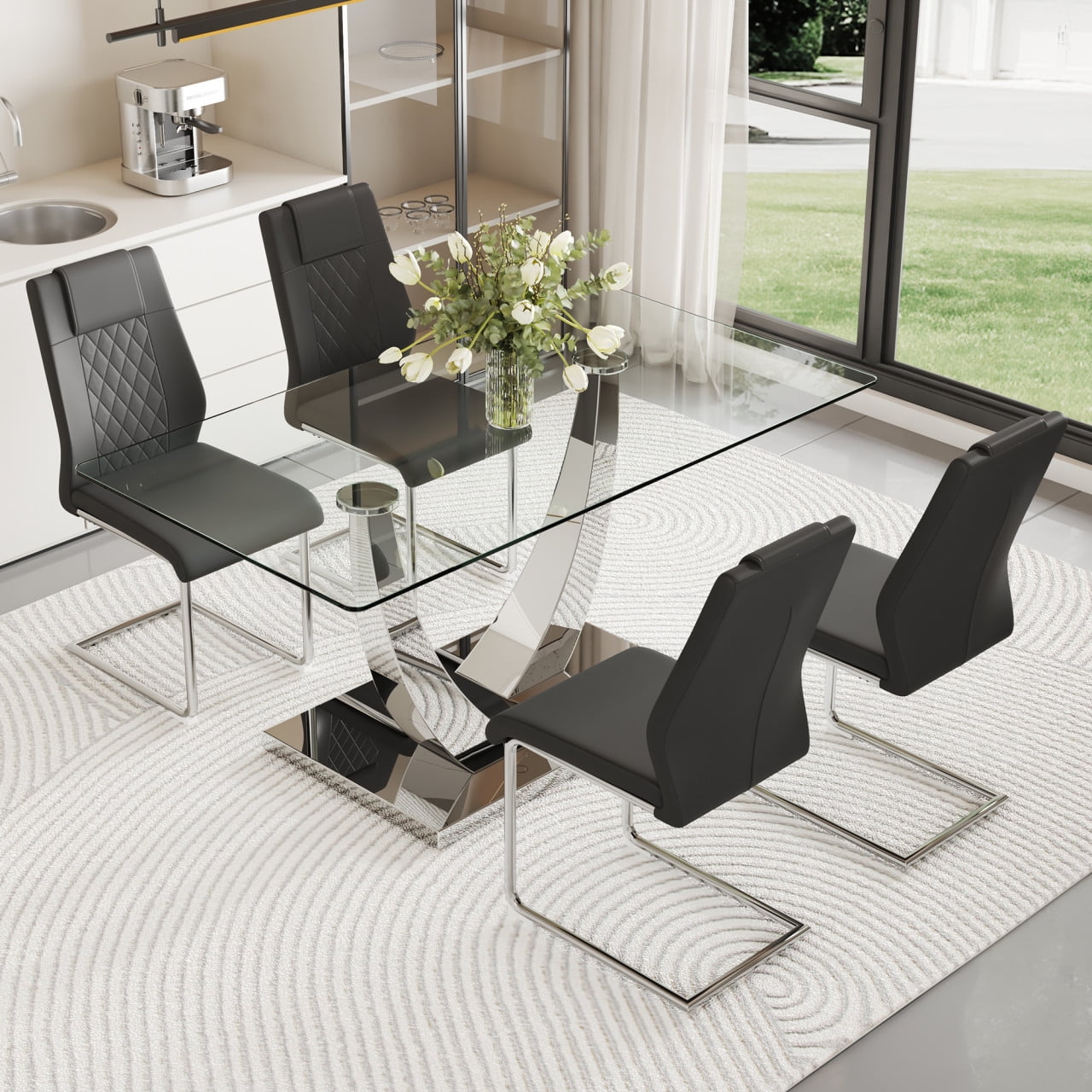 Rectangle Dining Table Set for 4, Modern Kitchen Table Set with ...