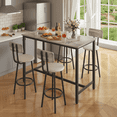 thumbnail image 1 of Bar Table Set for 4, Counter Height Dining Table and Chairs Set,with 4 PU Upholstered bar stools and marble wood finishbar table ,Suitable for apartments or bars, grey, 1 of 7