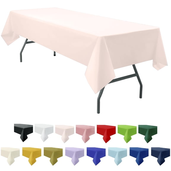 Waterproof Plastic Tablecloth 3-Pack 54" x 108" Disposable Blush Pink Table Cover for Parties Wedding Engagement Dining Decorations, Pink