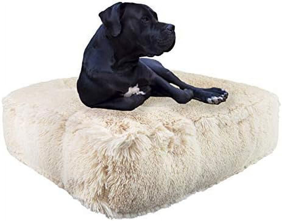 Rectangle Dog Bed Extra Plush Faux Fur Dog Bean Bag Bed Fluffy Dog