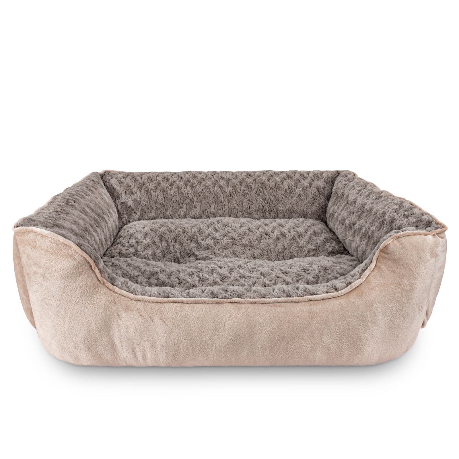XL Dog Beds for Large Dogs, Rectangle Pet Beds with Anti Slip Bottom, Beige, 42"x30"x10"