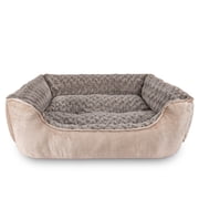 Washable Dog Beds for Small to Medium Dogs, Cat Beds for Indoor Cats, Rectangle Pet Beds with Anti Slip Bottom, Beige, 25 21 8
