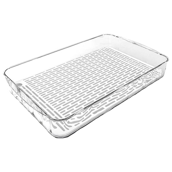 Rectangle Drain Tray with Removable Grid, Torqee Plastic Draining Board, Sturdy Kitchen Serving Tray, for Dish Drying, Food Prep and Household Use, Medium, Clear
