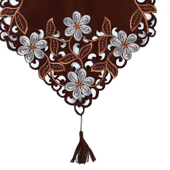 Rectangle Embroidery Tablecloth Fabric Table Runner Hollow Literature And Art Coffee 40*176 YIWEI