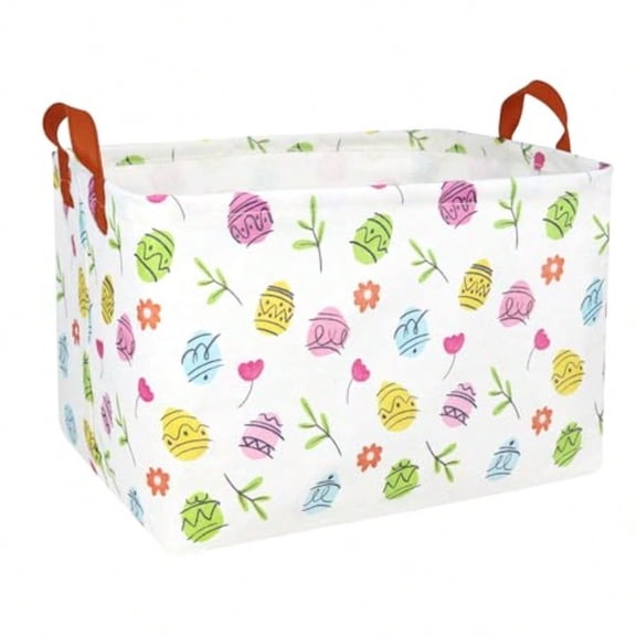 Rectangle Empty Easter Baskets Boy Large Toy Storage Bin Girls collapsible Hamper Waterproof Canvas Box Kid Gifts Spring Decor Brief Strokes Egg