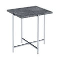 thumbnail image 1 of Rectangle End Table, Coffee Table, Faux Marble Nightstand, Spacious Surface and X Shape Legs, 25.5''L x 20.5''W x 24.5''H, Grey+ Silver, 1 of 6