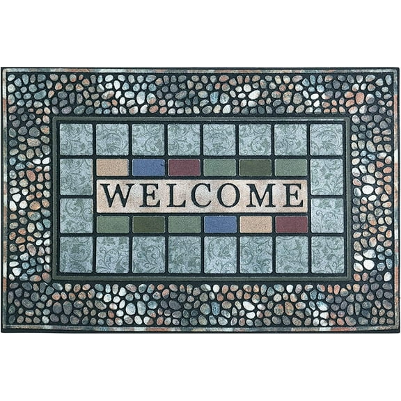 Rectangle Entrance Door Mat Large 24 x 36 Inch Entry Way High Traffic Area Doormat Front Door Rugs Outdoors Heavy Duty Welcome Mat, Non Slip Rubber Back Low Profile for Garage