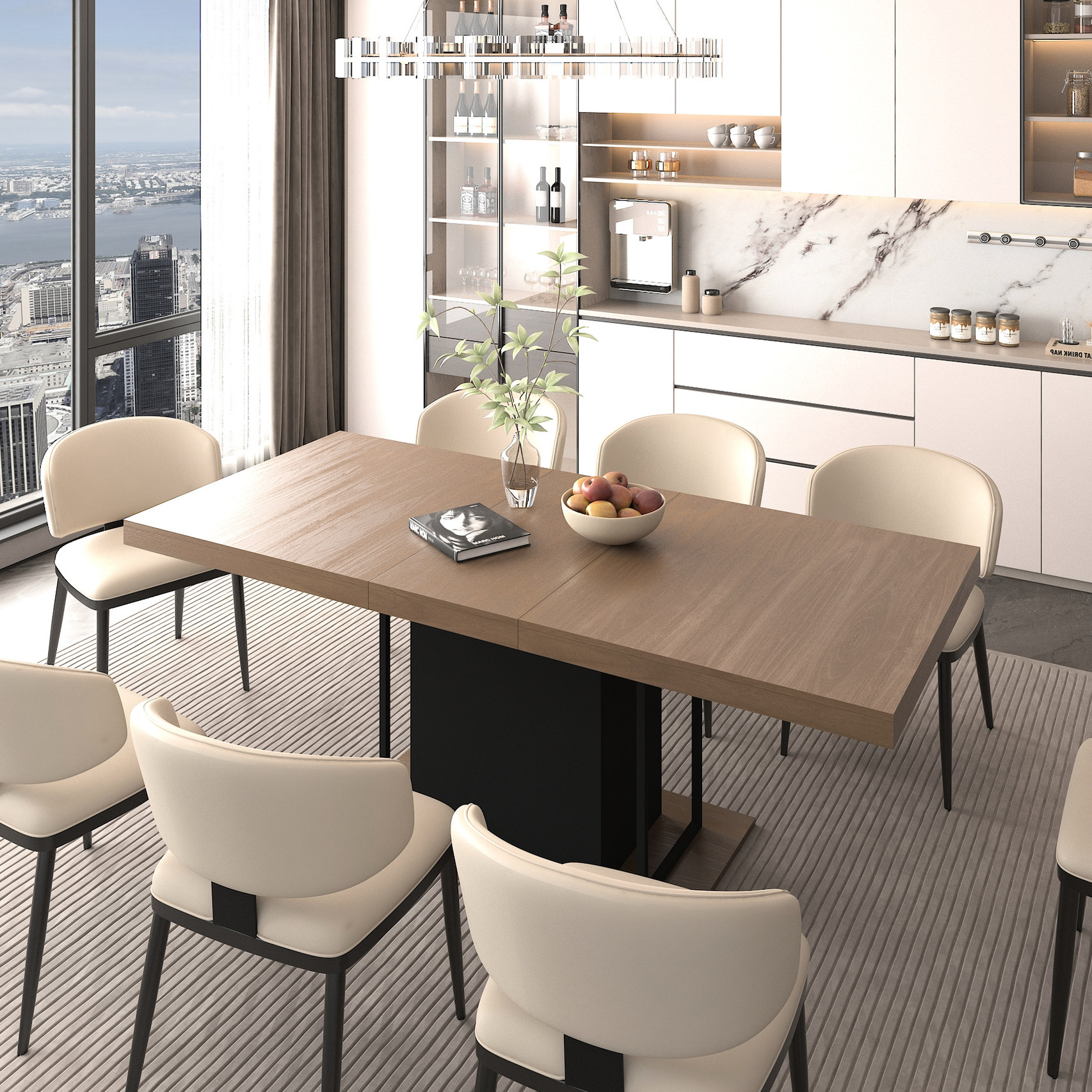 Rectangle Extendable Dining Table, 160 - 200 cm | Seating for 10 ...