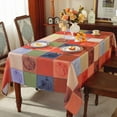 Rectangle Fall Checkered Tablecloth, Rusty Orange Pumpkin Print Table