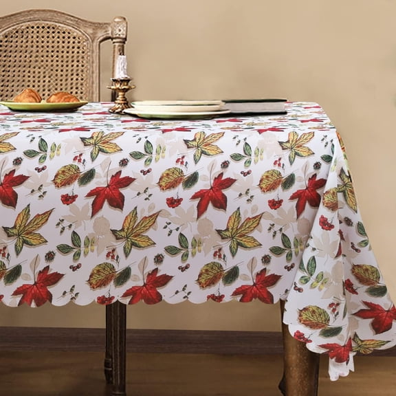 Rectangle Fall Tablecloth 60x84 inch Maple Leaves- Washable Wrinkle Resistant Thanksgiving Tablecloth for Fall/Harvest Dinner Party, Banquet, Dining Table Holiday Table Cover