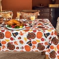 thumbnail image 1 of Rectangle Fall Tablecloth 60x84 inch Pumpkins & Turkeys- Washable Wrinkle Resistant Thanksgiving Tablecloth for Fall/Harvest Dinner Party Banquet Holiday Table Cover, 1 of 6
