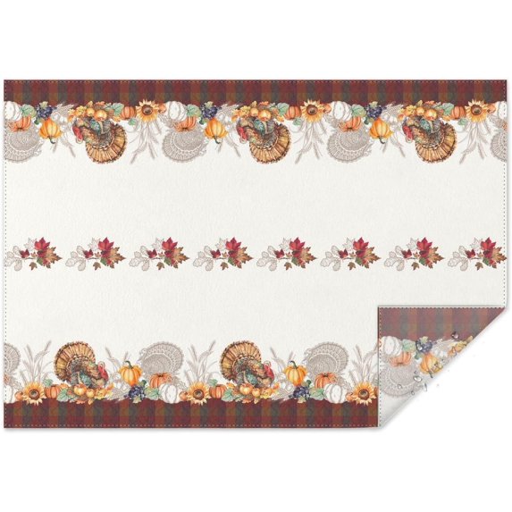 Rectangle Fall Tablecloth, Pumpkin Table Cloth and Maple Leaves Table Cover for Fall Picnic, Family Gatherings and Thanksgiving Party, Thanksgiving Decorations Pumpkin and Turkey, 60" x 84"