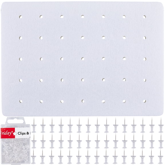 Rectangle Felt Bulletin Boards Hanging Message Blackboard with Pushpins White 340x240x9~10mm Hole: 7mm