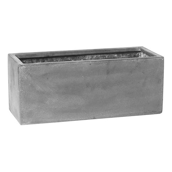 Rectangle Flower Pot - Modern Fiberglass Planter Box for Indoor/Outdoor Plants, 8x8x20in Cement Gray