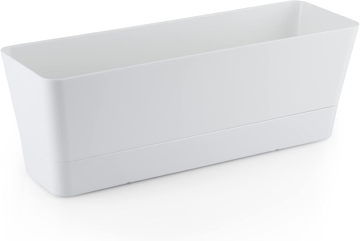 12x3.8x4.6In Window Planter Box,QZS Rectangle Flower Pots for Indoor Outdoor Use,Plastic White Flower Box for Porch Window,Yard