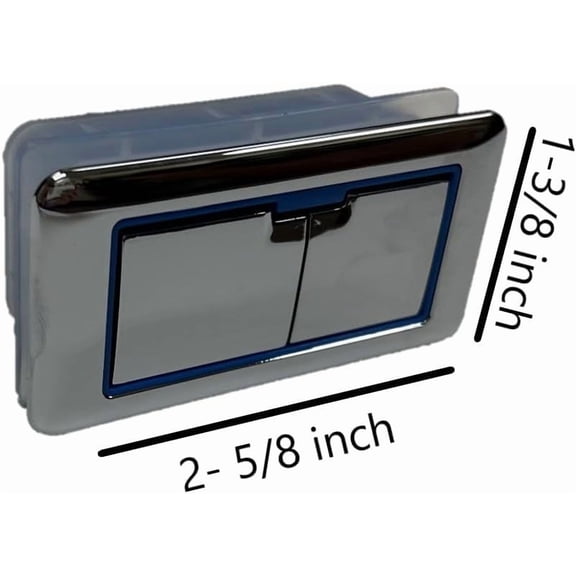 Top of Toilet Dual Flush Button, rectangle, Chrome with Blue Accents by NuFlush