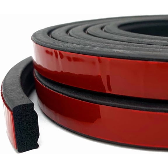 Rectangle Foam Rubber Seal, Self-Adhesive EPDM Foam Rubber Weather Stripping for Boat, Auto, RV, Marine, Garage Doors/Window and More, W:0.5"; H:0.25"; L:26Feet