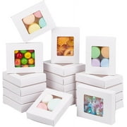 Rectangle Foldable Creative Cardboard Box Gift Box with Window White 10x8x2.05cm