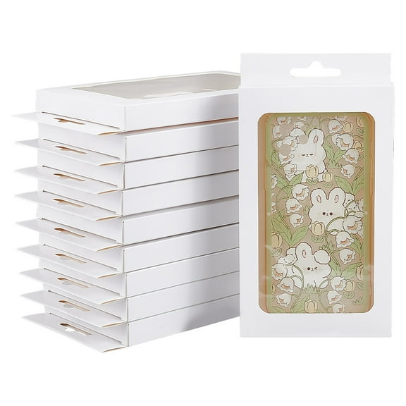 Rectangle Foldable Creative Cardboard Boxes Gift Boxes with PVC Visible Window White 10.5x1.5x19.8cm