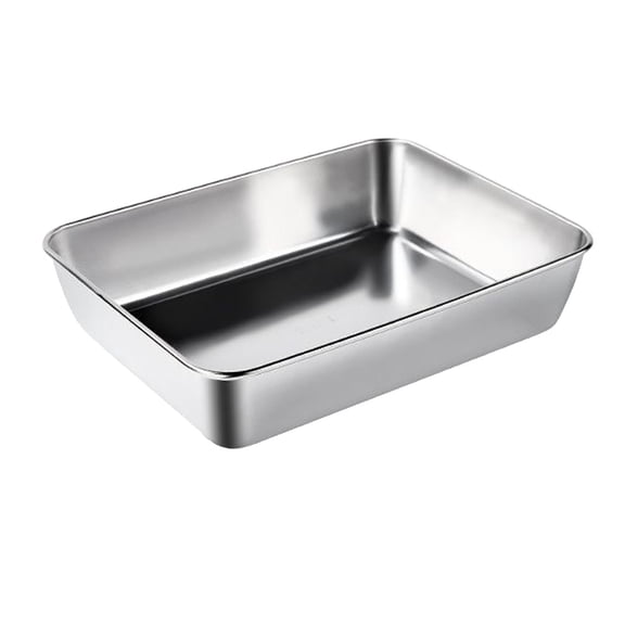 Rectangle Food Container, Stainless Steel Tray Space Saving Comfortable Grip Unbreakable For Kitchen